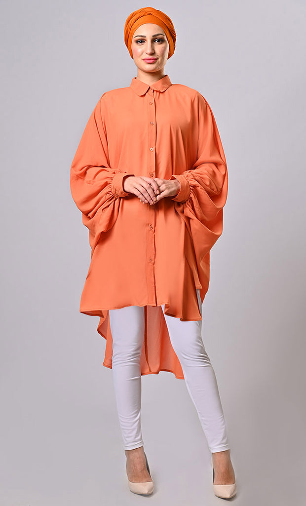 Bright Everyday Wear Flare Button-Down Tunic