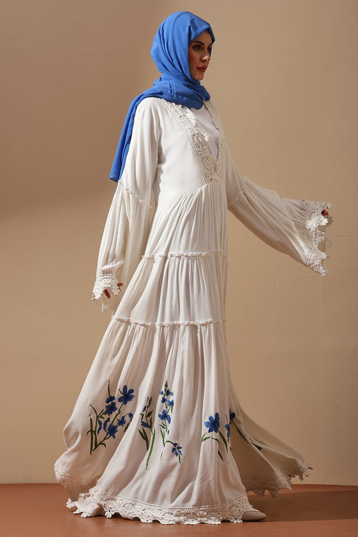 Boho Bloom Embroidered Abaya - EastEssence.com