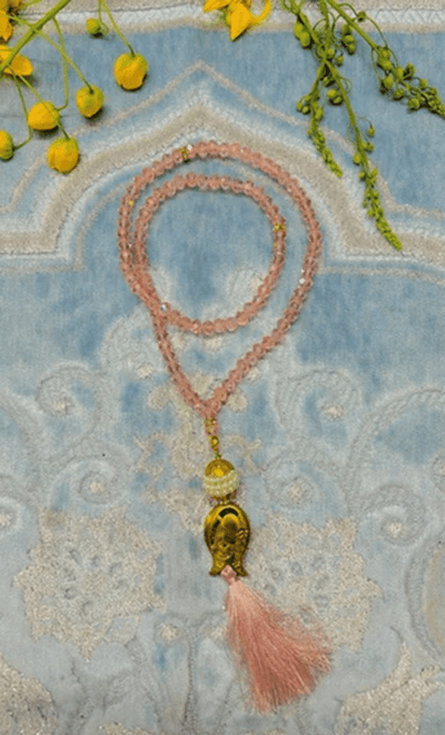 Luxury Islamic Gift Set ·Prayer Rug, Wooden Rehal & Tasbeeh - Yellow - EastEssence.com