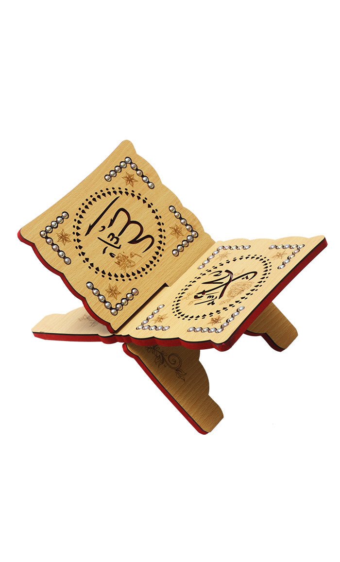 Luxury Islamic Gift Set ·Prayer Rug, Wooden Rehal & Tasbeeh - Yellow - EastEssence.com