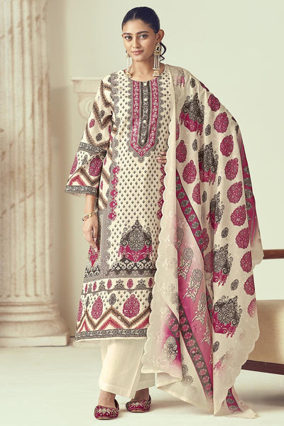 Printed Cotton A line Kurta Pant Set with Dupatta - EastEssence.com