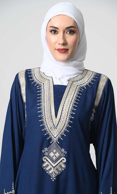 Rayon Abaya – Fine Thread Embroidery, Bell Sleeves, Dual Pockets - Final Sale - EastEssence.com