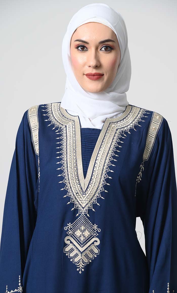 Rayon Abaya – Fine Thread Embroidery, Bell Sleeves, Dual Pockets - Final Sale - EastEssence.com