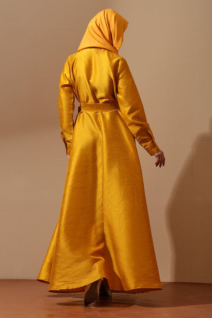 Sunshine Bloom Embroidered Belted Abaya - EastEssence.com