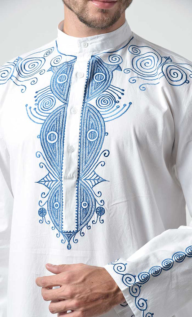 Ancient Motifs Embroidered Yoke Cotton Tunic