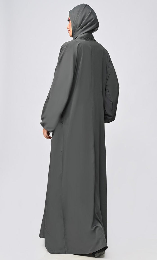 Grey Arabian Modest Abaya Shrug/Bisht Style