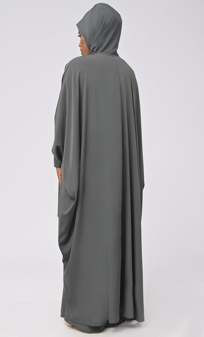Asr Modest Grey Double Layer Prayer Dress For Women (2Pcset +Hijab ) - EastEssence.com