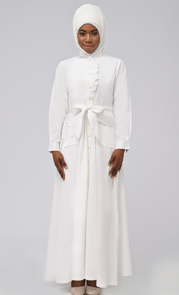 Asr Modest Twill Button Down Prayer Dress For Women