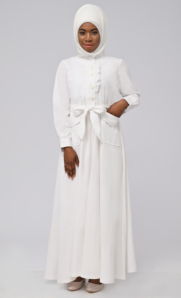 Asr Modest Twill Button Down Prayer Dress For Women