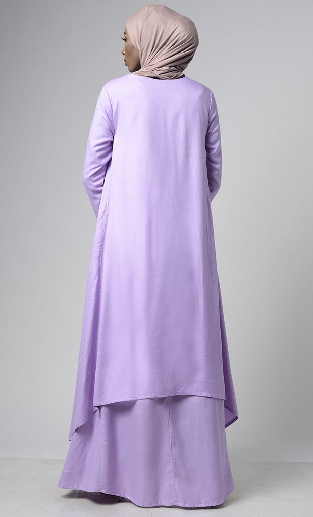 Asymmetrical double layered modest wear muslimah abaya dress - EastEssence.com