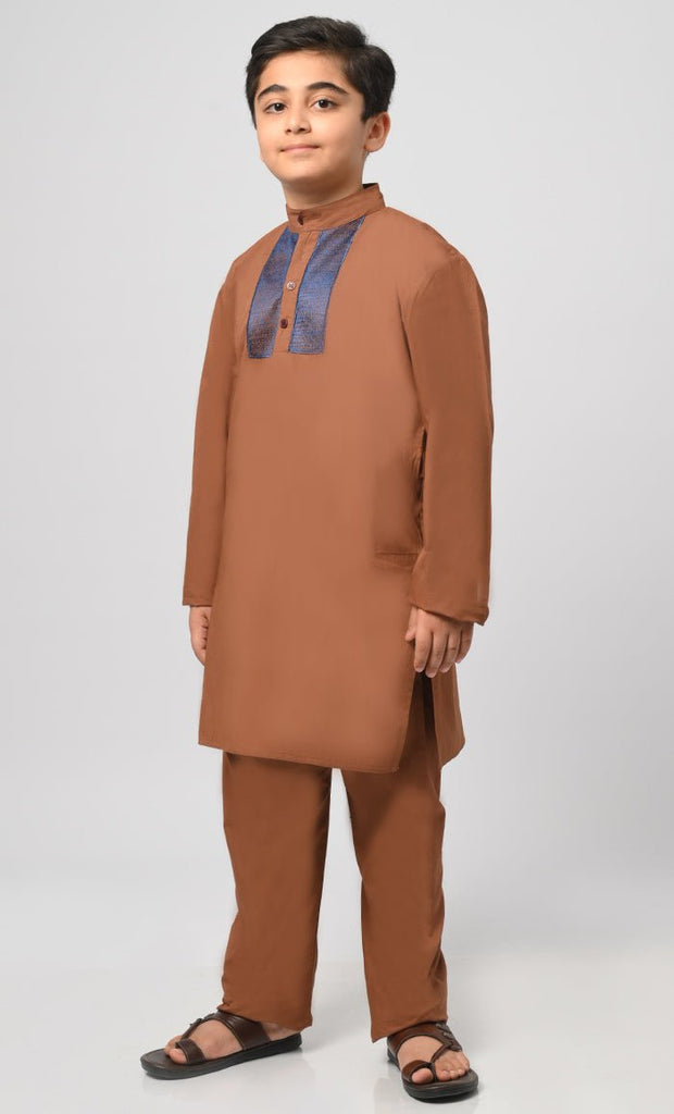 Ayaan Muslim Boys Poplin Kurta Pajama Set