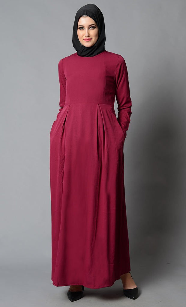 Basic Everyday Wear Casual Abaya Dress - EastEssence.com