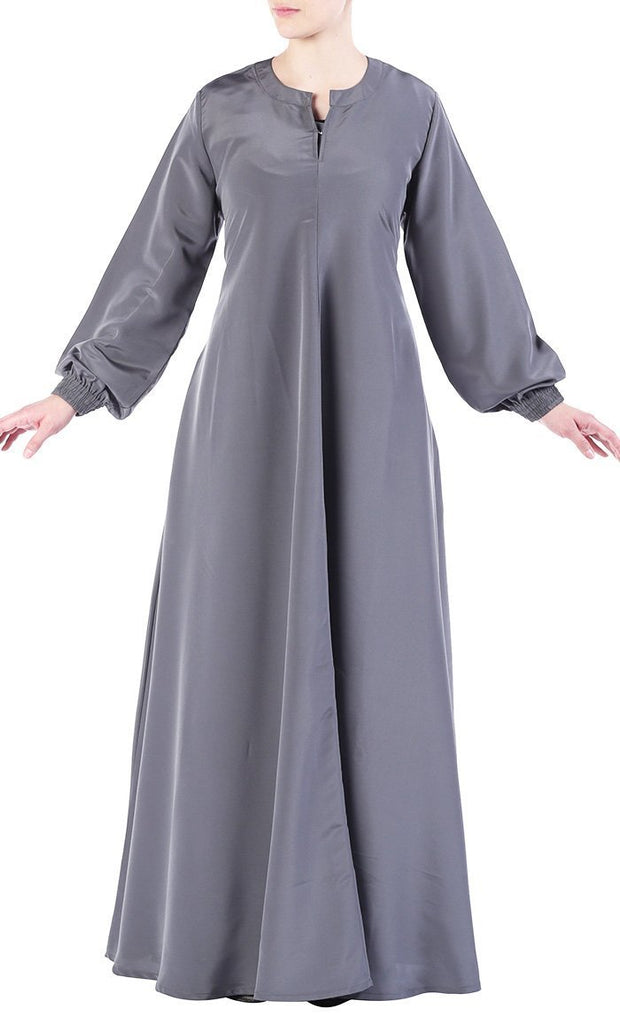 Basic Puffed Sleeves Abaya Dress
