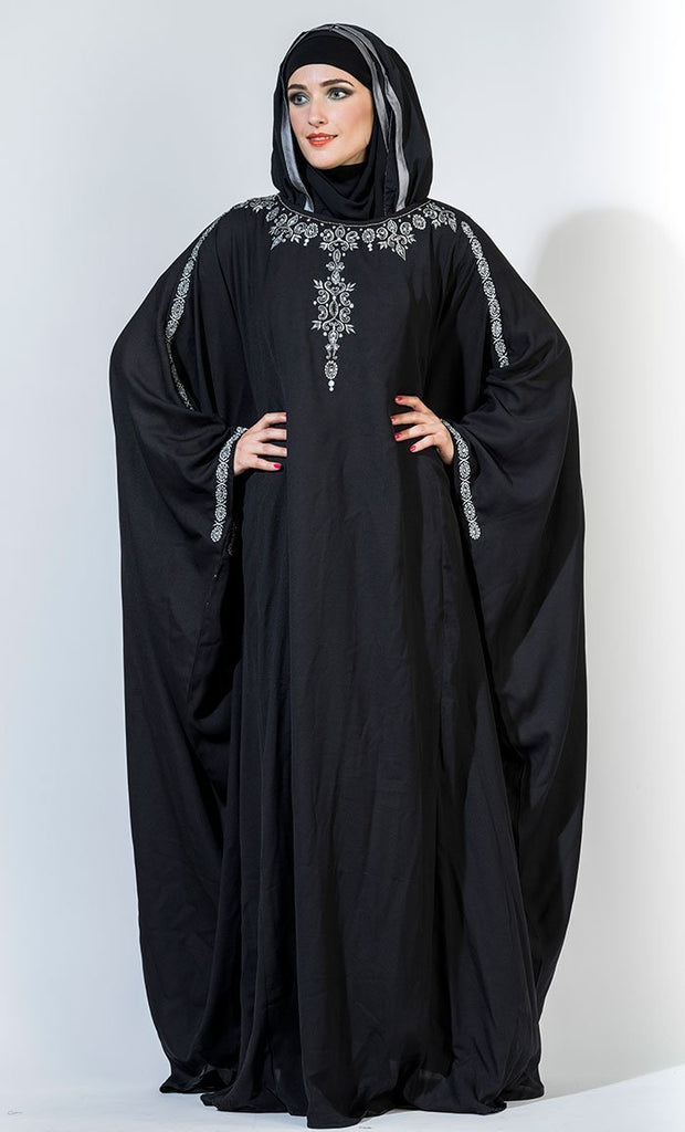 Beads embroidered kaftan style abaya dress - EastEssence.com