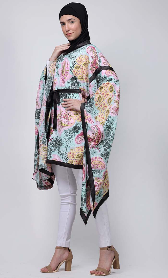 Beautiful Paisley Kaftan Style Printed Tunic With Loose Belt - EastEssence.com