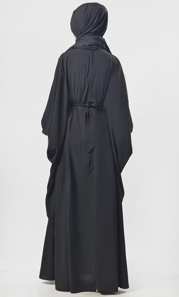 Black Aari Work Detailing Abaya