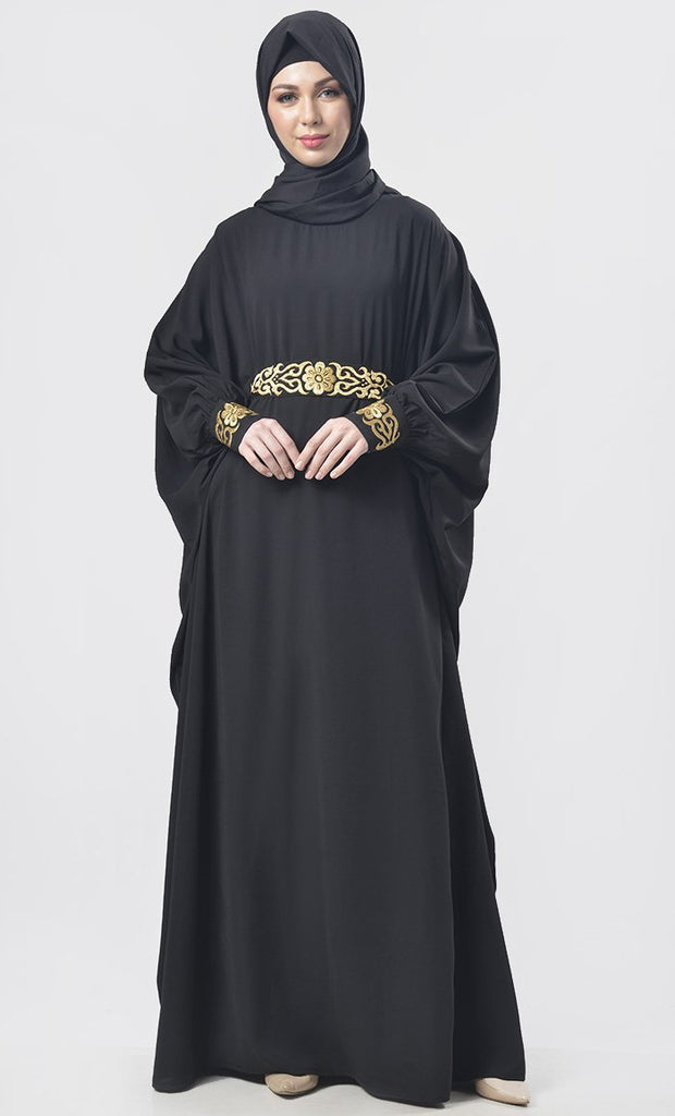 Black Aari Work Detailing Abaya