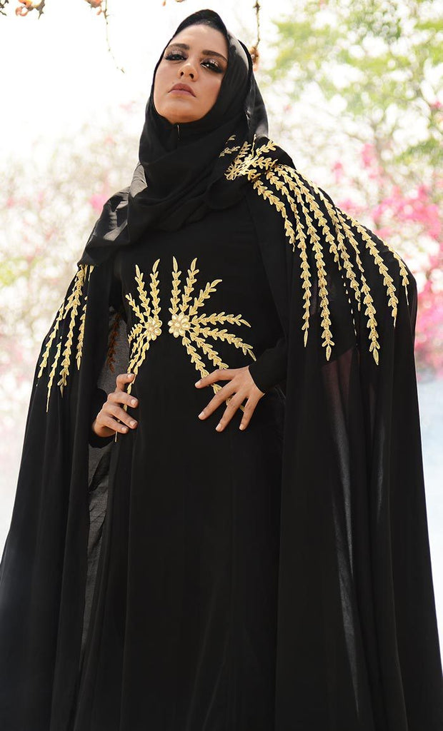 Black Dramatic Lavish Embroiderd Abaya