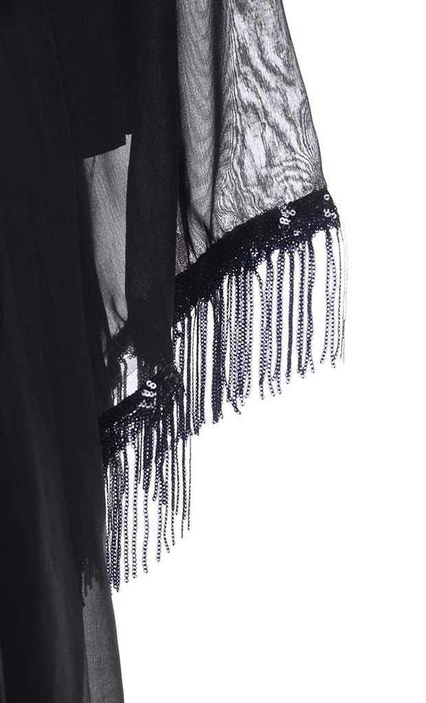Black Fringes Lace Intricate Abaya - EastEssence.com