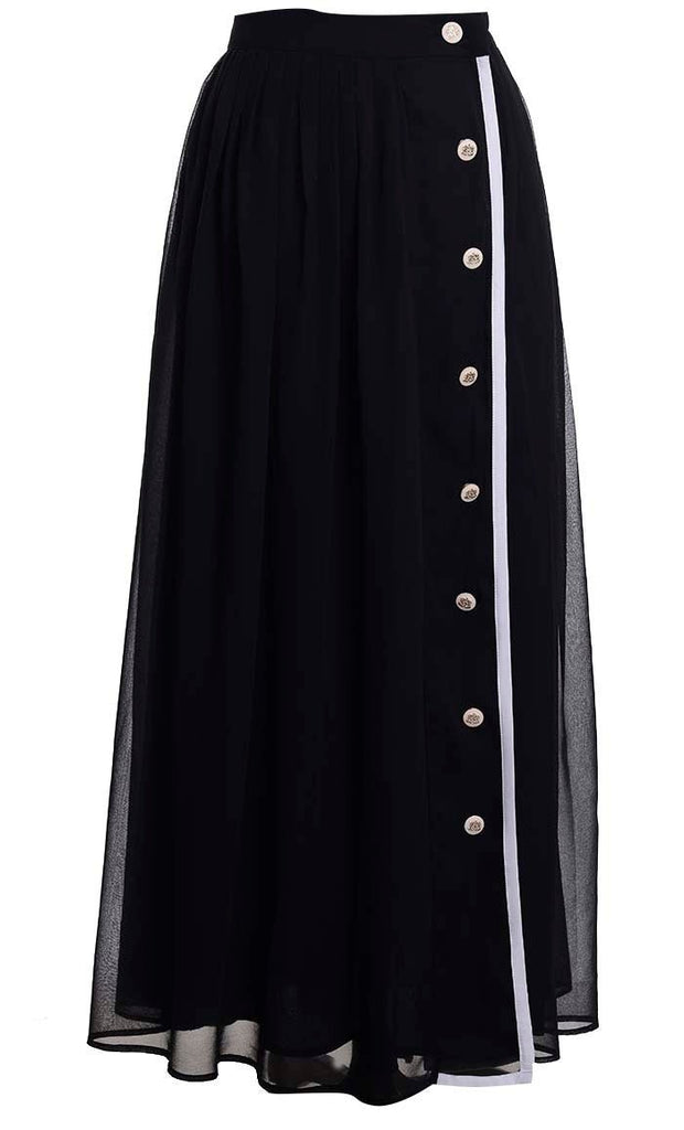 Black Georgette Skirt With Pockets