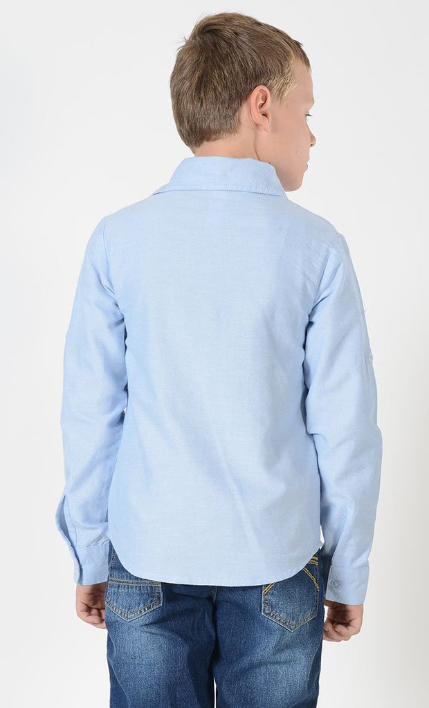 Boys Chambray Button Down Light Blue Shirt - EastEssence.com