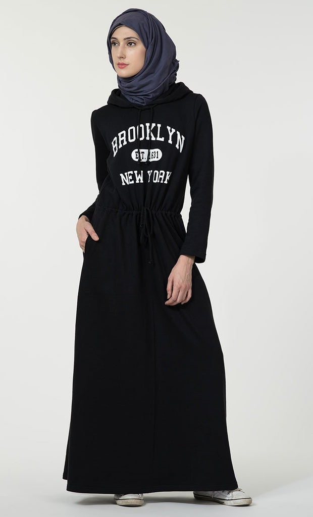 Brooklyn New York Hoodie Abaya dress - EastEssence.com