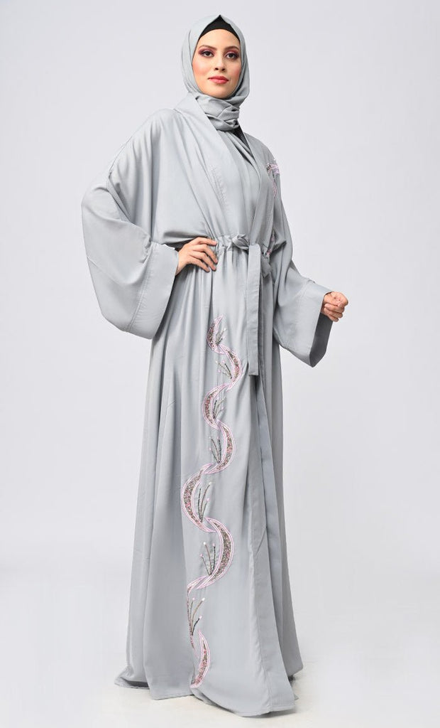 Buy Modest Islamic Embroidered Detailing Shrug\Bisht - EastEssence.com