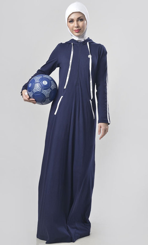 Navy Jersey Sportswear Abaya Dress