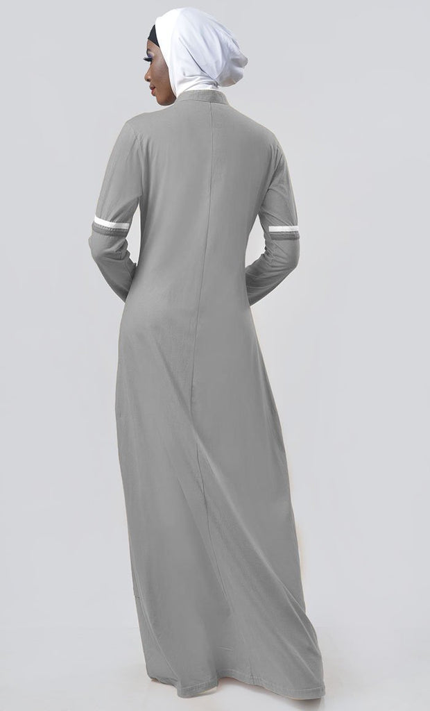 Everyday Grey Jersey Sportswear Abaya Dress