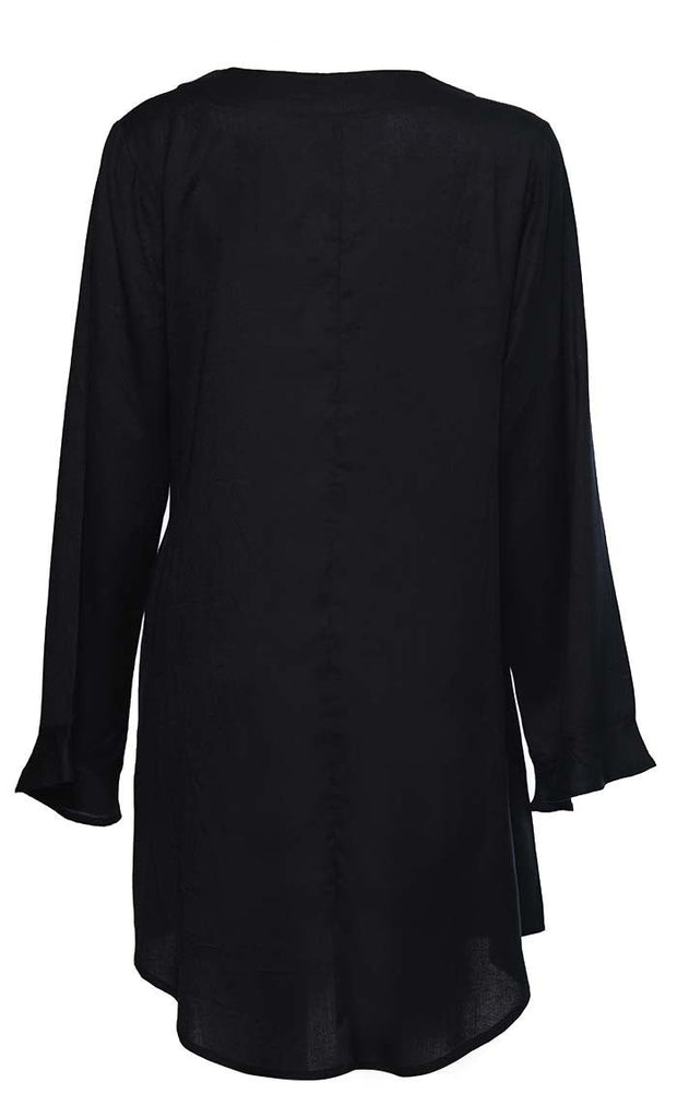 Everyday Wear Basic Black Comfortable Tunic - EastEssence.com