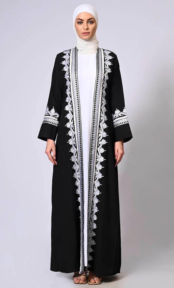 Women's Black Intricate Aari Embroidered Shrug