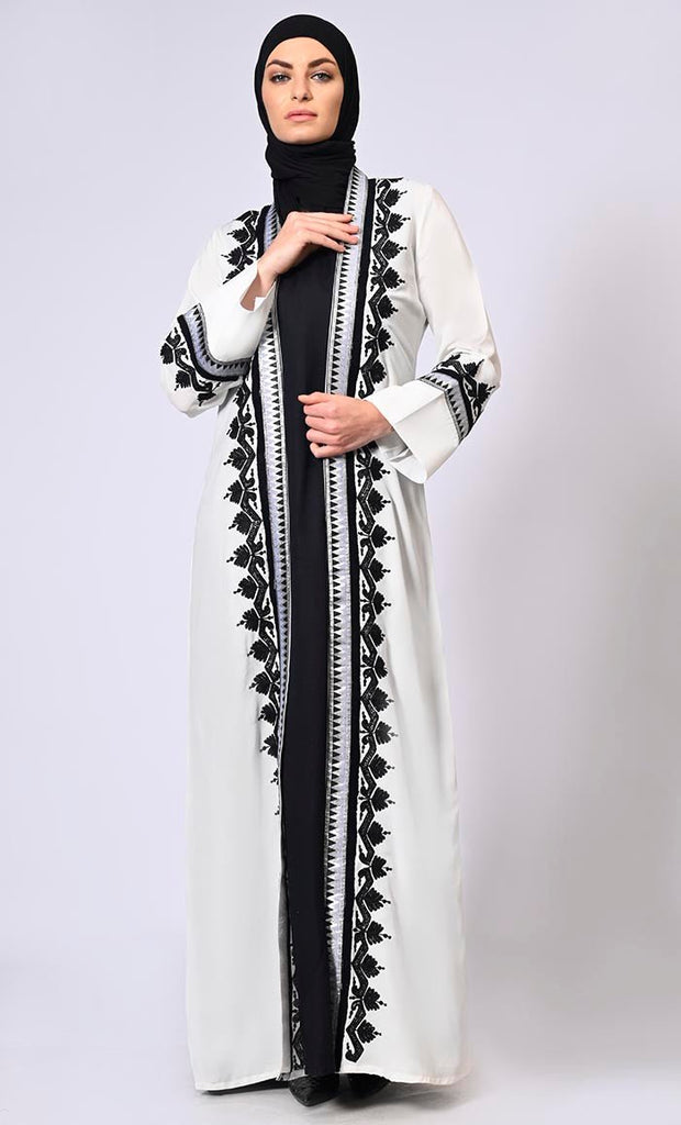 Exquisite Craftsmanship: Women's White Intricate Aari Embroidered Shrug - EastEssence.com