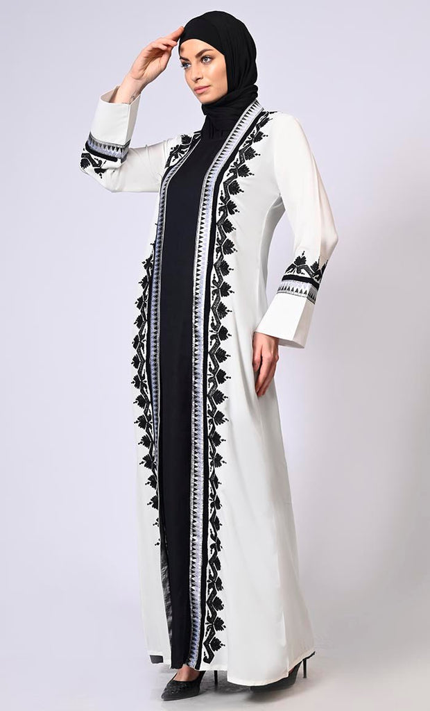 Women's White Intricate Aari Embroidered Shrug
