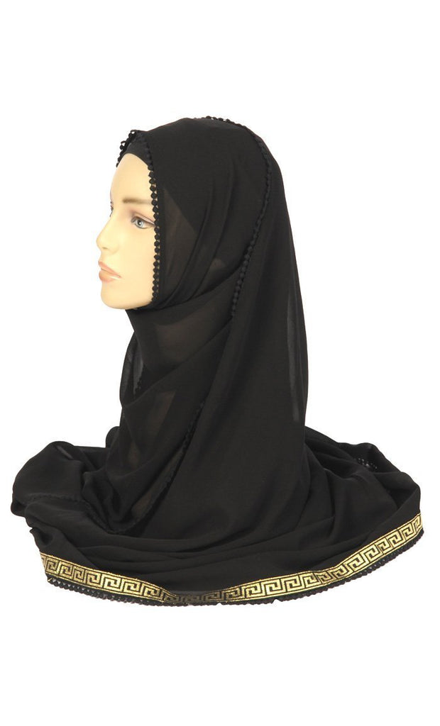Gold Embroidered Hijab Stole - EastEssence.com