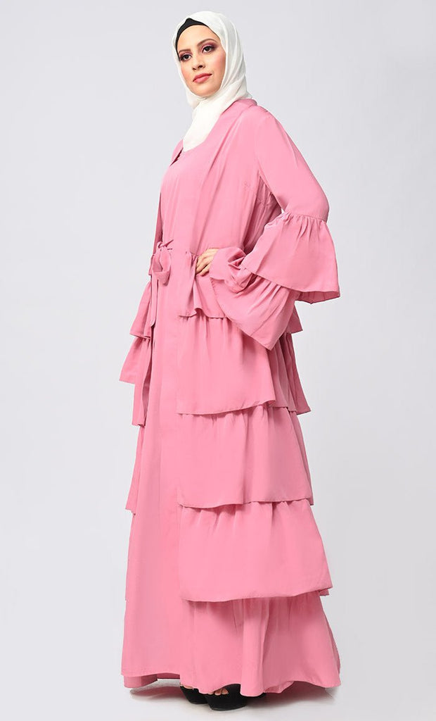 Islamic Modest Tiered Abaya Dress