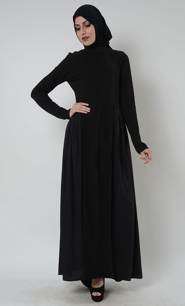 Highneck Pleated Muslimah Abaya Dress