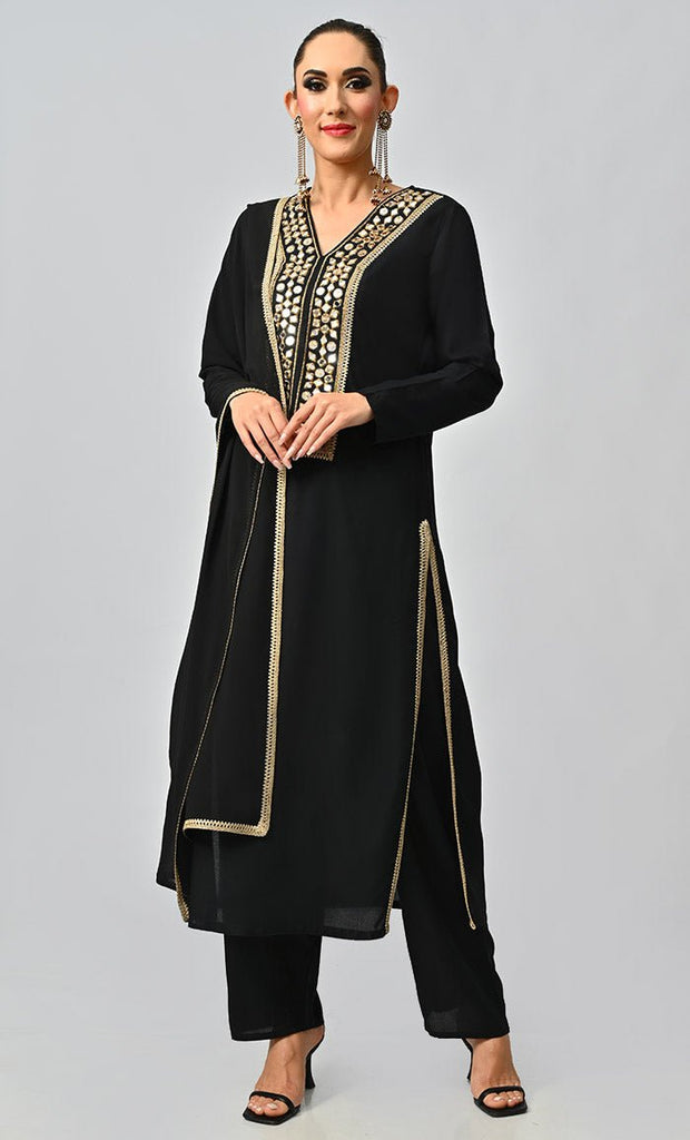 Islamic Jamil Mirror Work Detailing Salwar Suit