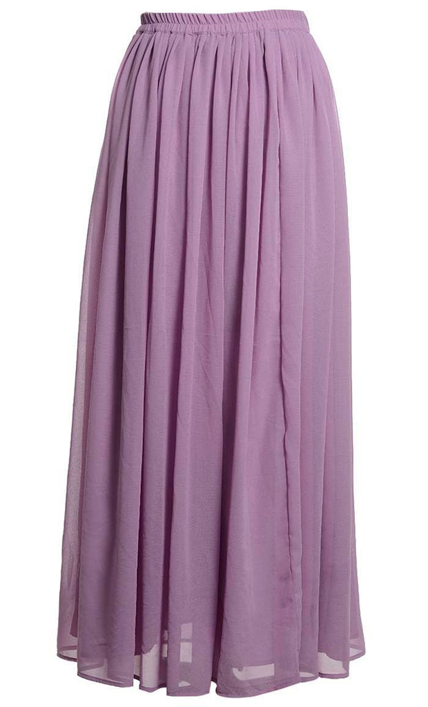 Lavender Georgette Skirt With Pockets And Lining - EastEssence.com