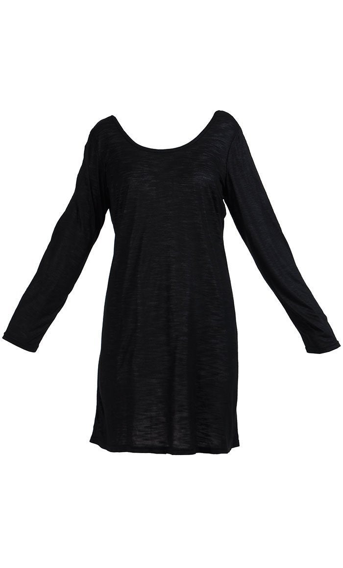 Black Long Sleeve And Shirt Length Under Dress Slip On Top 5XL [+$ 6.99] / Black