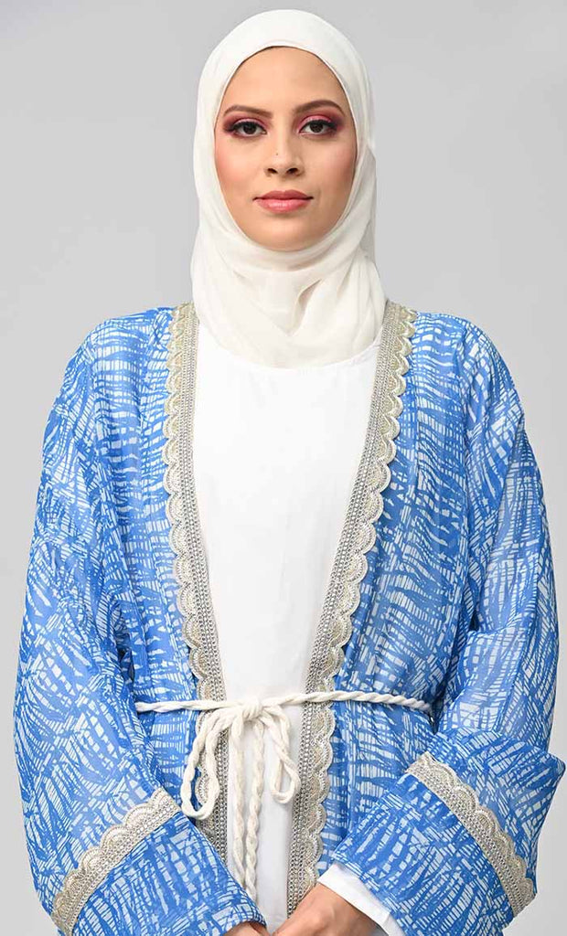 Majestic Fusion: Islamic Printed Bisht Abaya