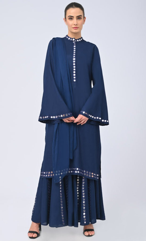 Mehwish Modest Rayon Salwar Qamiz Set With Matching Chiffon Hijab - EastEssence.com