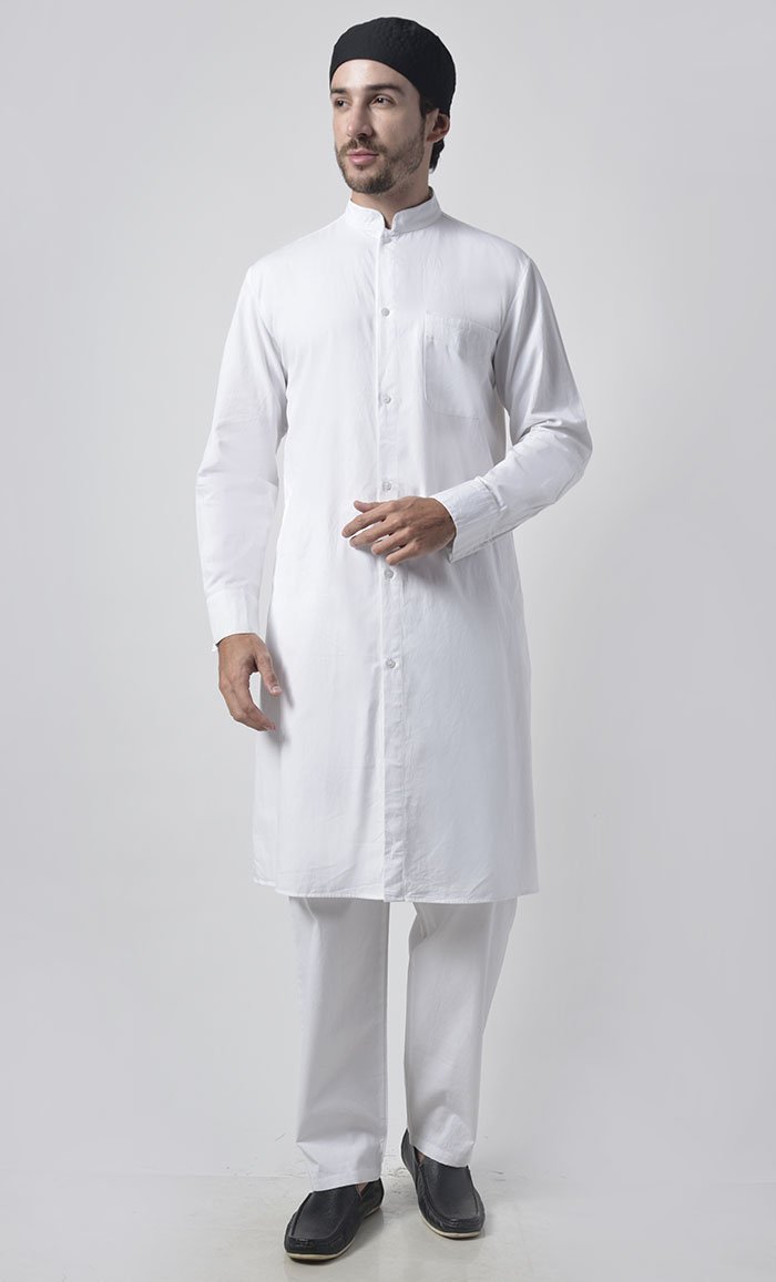 Mens Button Down Cotton Tunic Set