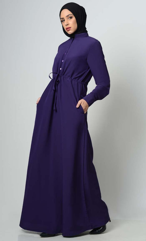 Chic Drawstring Purple Abaya