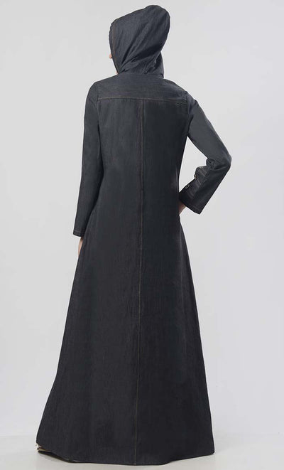 Modest Denim Hoodie Style Abaya - EastEssence.com