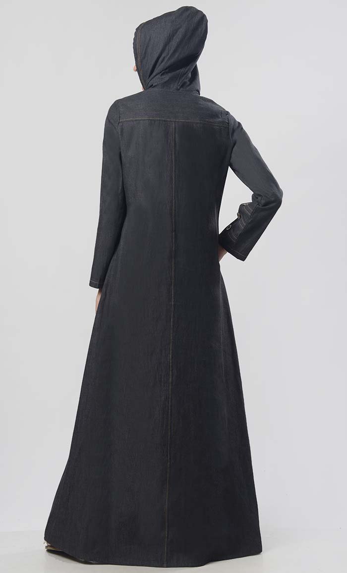 Modest Denim Hoodie Style Abaya - EastEssence.com