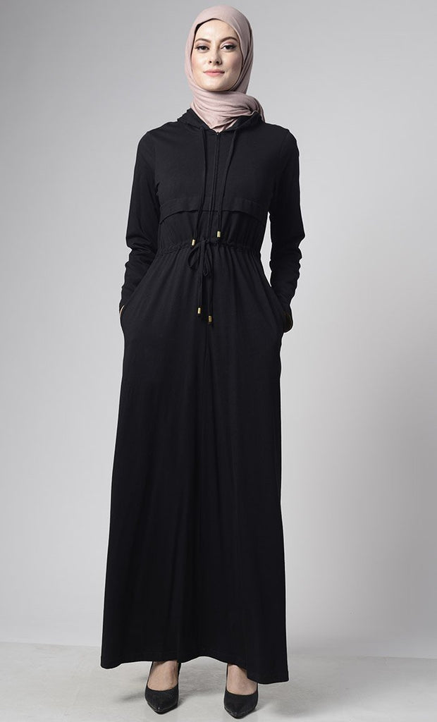 Open Jersey Abaya With Pockets