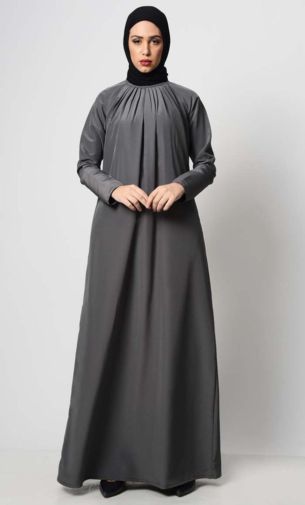 Raglan Style Neck Pleated Abaya