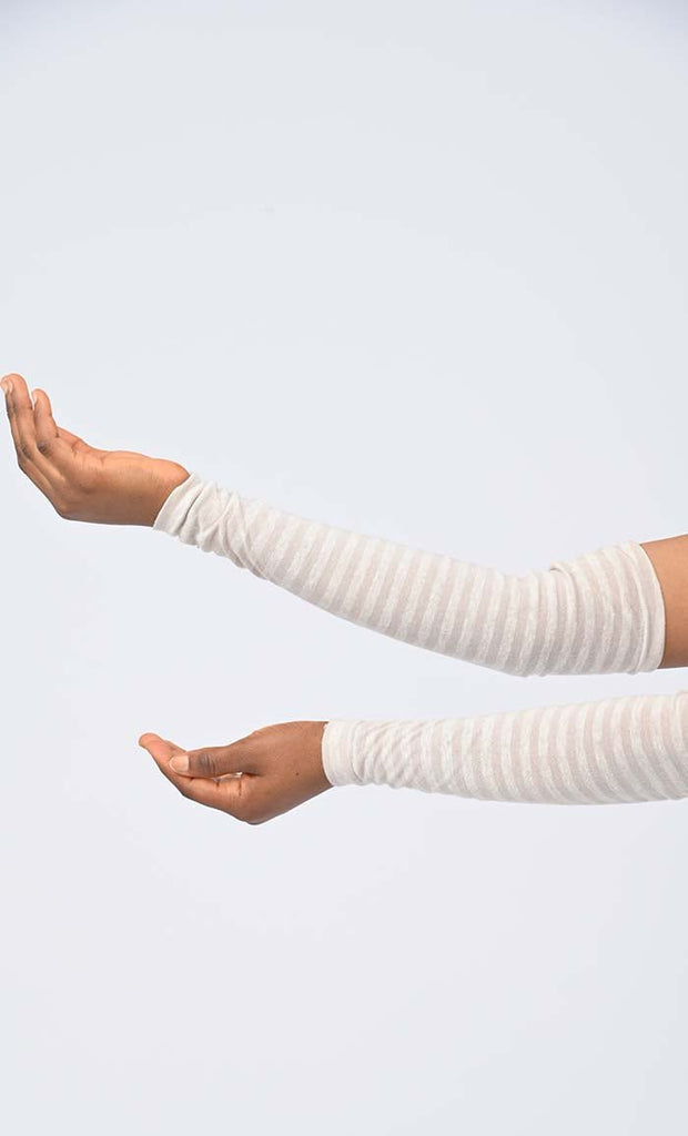 White Stripe Knitted Hand Cover Sleeves