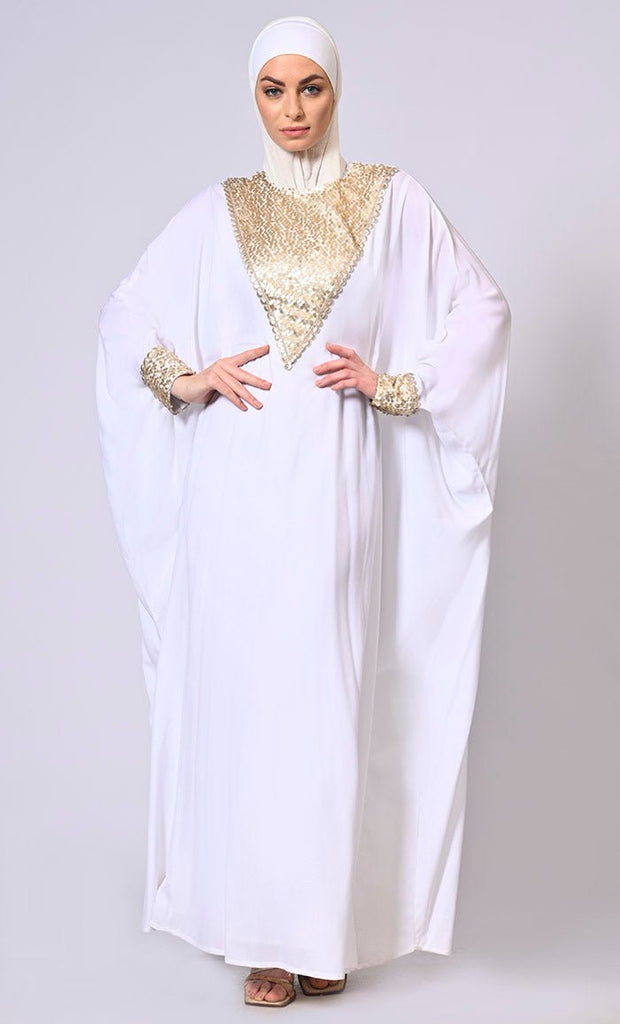 Sequin Splendor: Elegant Kaftan with Sparkling Accent - EastEssence.com