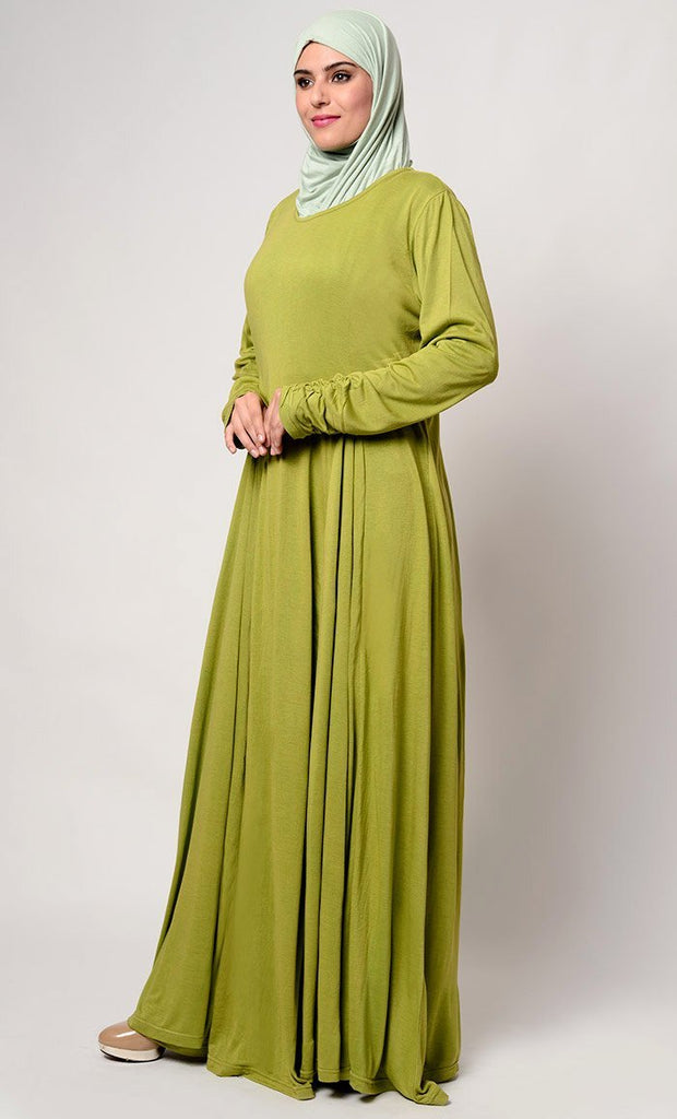Stretch Poly Knit Abaya Maxi Dress - EastEssence.com